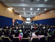Aula do curso realizada no auditório do LCCV - Laboratório de Computação Científica e Visualização