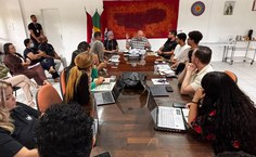 Reunião com o reitor Josealdo Tonholo e equipe de gestão para definir ações amergenciais no prédio do Instituto de Matemática